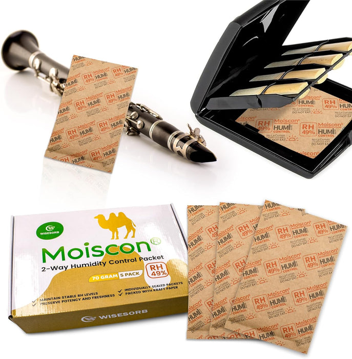 49% 70 Gram Two-Way Humidity Control Packs for Guitars & Wooden Instruments Moisture Absorbers Acoustic Guitar Humidifier for Case Maintenance - Individually Wrapped Hydration Packets