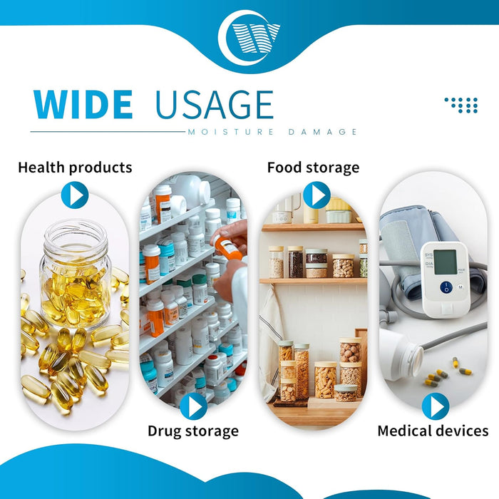 10g Silica Gel Desiccant Packs with Clear Back Window - Pharmaceutical Grade (1800/Case)