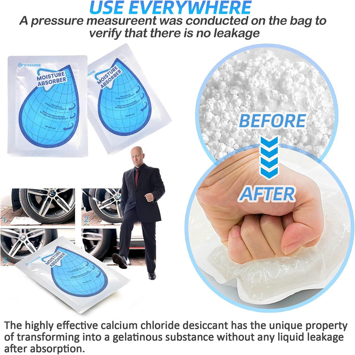 Wisesorb 100 Gram Moisture Absorbers, Dehumidifier Bags for Bathrooms, Basements, Rvs, Humidity Packets for Closet
