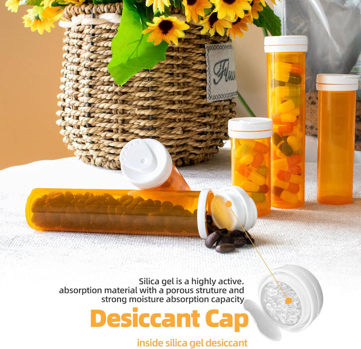 16 Dram Pill Bottle with Desiccant Cap, Medicine Bottle, Pill Bottles Empty with Caps, Empty Pill Bottles