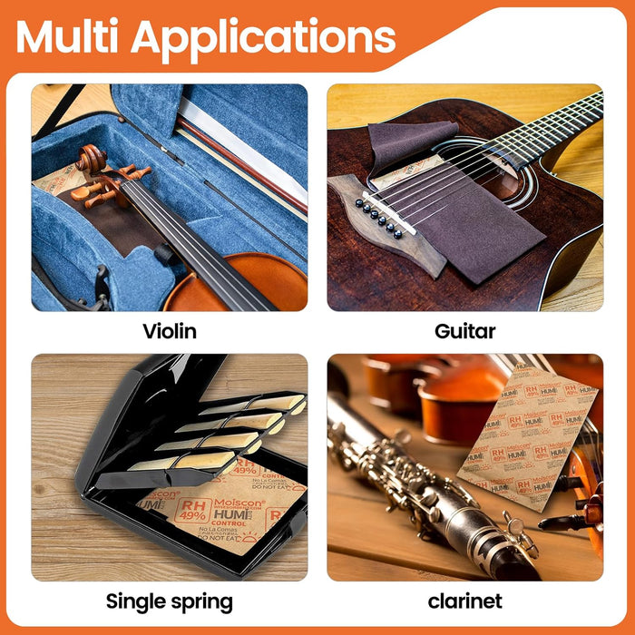 49% 70 Gram Two-Way Humidity Control Packs for Guitars & Wooden Instruments Moisture Absorbers Acoustic Guitar Humidifier for Case Maintenance - Individually Wrapped Hydration Packets