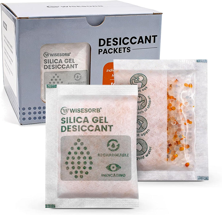 10g Desiccant Packs, Indicating Silica Gel Packets, Rechargeable Desiccants Moisture Absorbering Packs for Storage