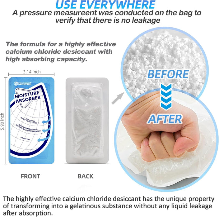 Wisesorb 25 Gram Moisture Absorbers,Dehumidifier Bags for Bathrooms, Basements, Rvs, Humidity Packets for Closet