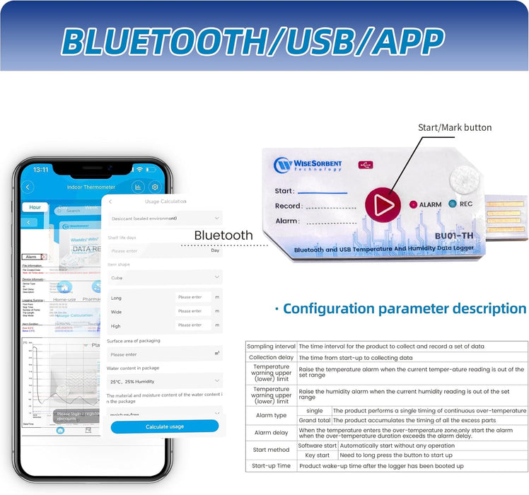 Bluetooth Thermometer and Hygrometer with App Monitoring - Water Resistant Temperature and Humidity Monitor for RV, Basement, Fridge & More