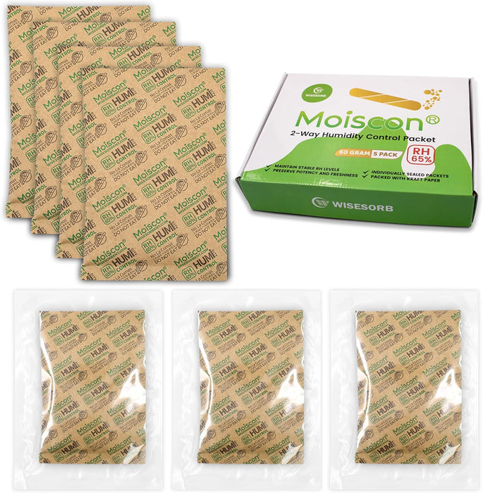 65% 60 Gram Two-Way Humidity Control Packs for Storing Up to 5 Items, Size 8 for Small Plastic Travel Case Wood Container, Humidity Pack Moisture Control Packets Individually Wrapped