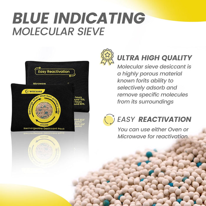 500g Reusable Molecular Sieve Desiccant Packs – Rechargeable Dehumidifier with Color Indicator for Storage, Gun Safes, Electronics, 3D Printing Filaments, Closets