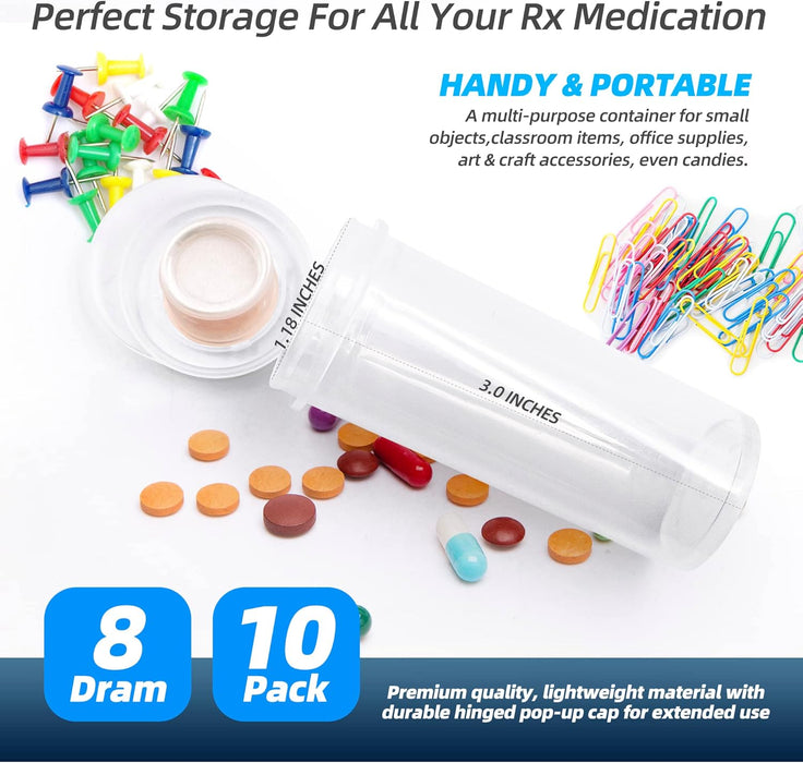 280pcs 8 Dram desiccant cap pill bottle with indicating silica gel
