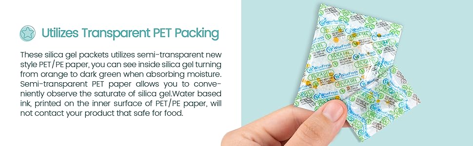 1 Gram Food Safe Desiccant Packs, Silica Gel Packets, Indicating Desiccant Moisture Absorbers for Food Storage