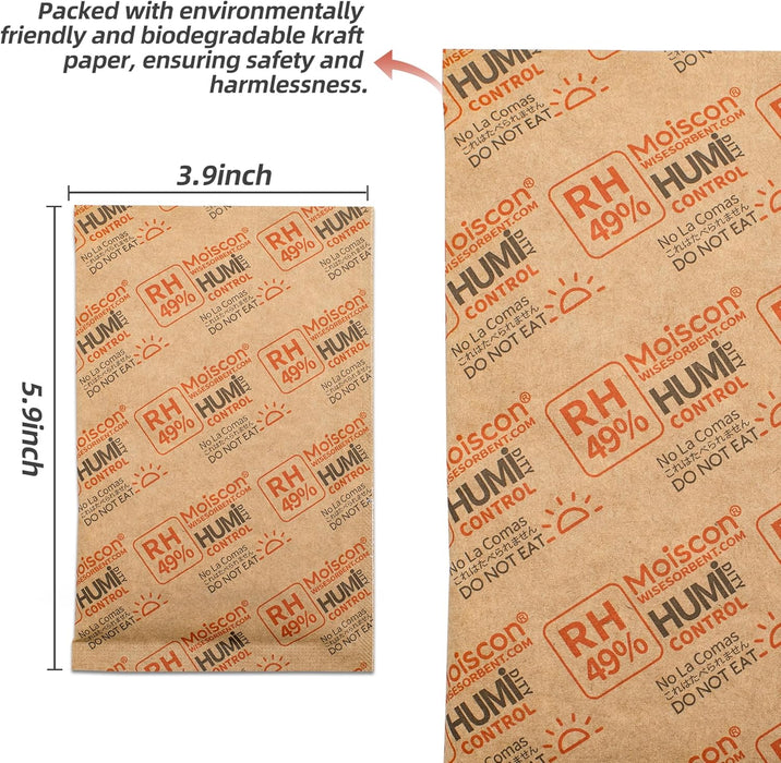 49% 70 Gram Two-Way Humidity Control Packs for Guitars & Wooden Instruments Moisture Absorbers Acoustic Guitar Humidifier for Case Maintenance - Individually Wrapped Hydration Packets