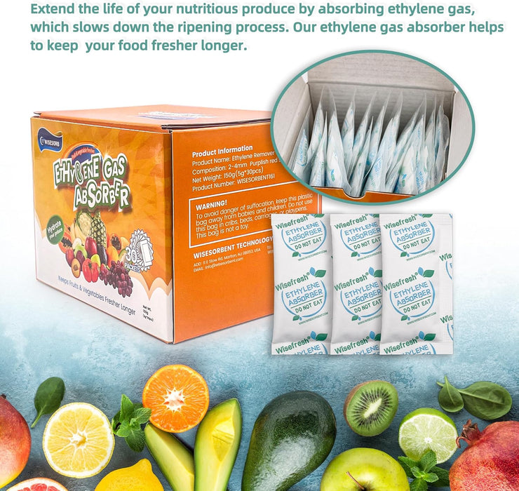 5 Gram Ethylene Gas Absorber Packet, Vegetable & Fruit Fresh Produce Protector, Food Freshness Extender, Fresh Fruit Preserver, Vegetable Saver