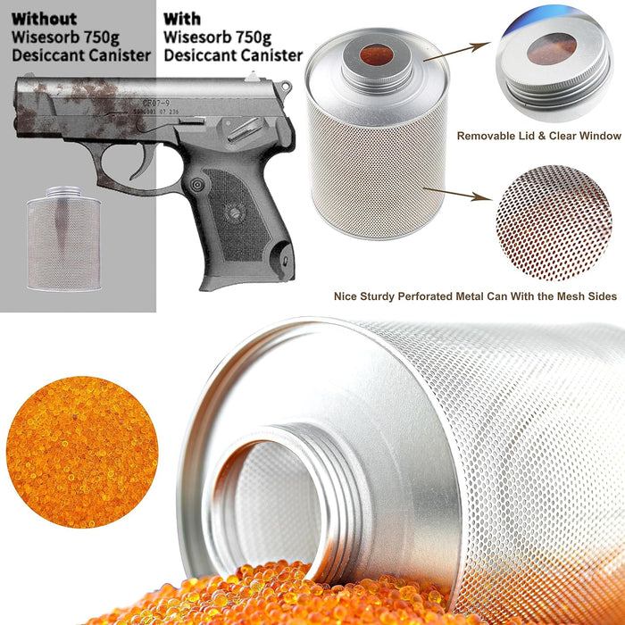 750g Reusable Indicating Silica Gel Desiccant – Orange to Green, Moisture Absorber Canister for Small Storage & Home Use