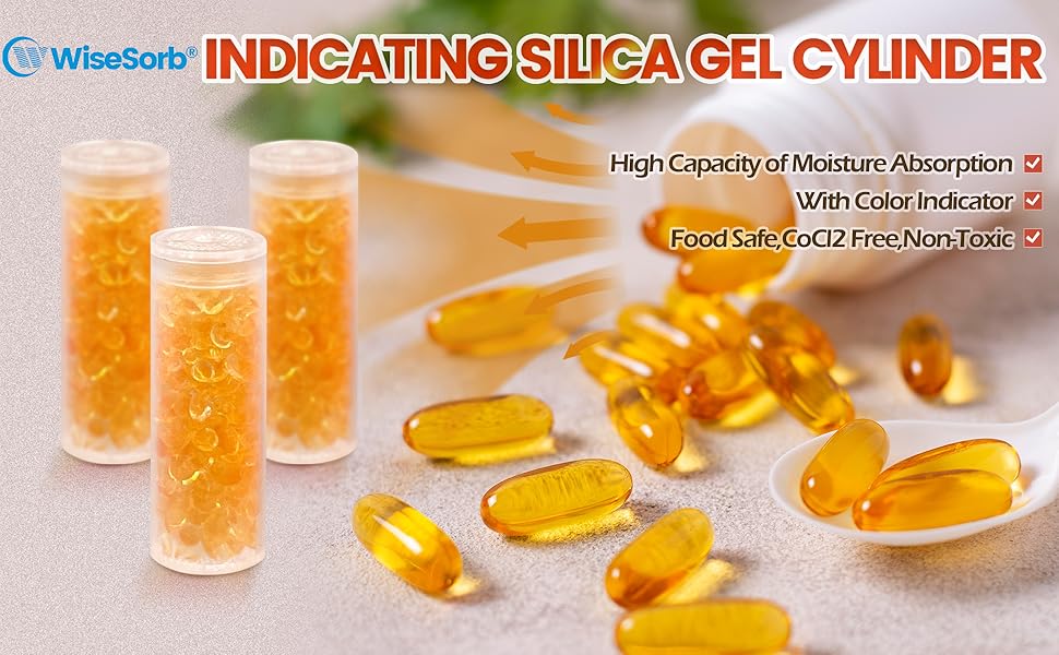 0.5 Gram Desiccant Packs Food Grade, Silica Gel Canister with Indicating Silica Gel Beads (Orange to Green), Silica Gel Packets Moisture Absorber Packets