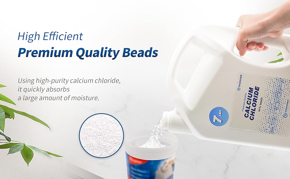 7 LBS Calcium Chloride Desiccant, Moisture Absorbers Refill Beads - Fragrance Free, Moisture Absorber Refill- 94% Beads