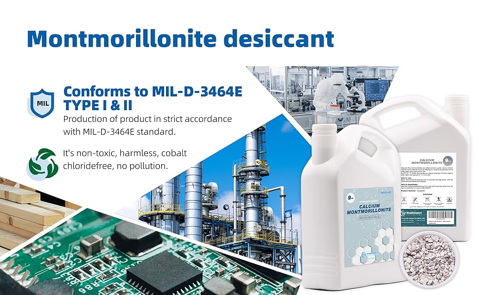 9 LBS Desiccant Calcium Montmorillonite, Rechargeable Dehumidifiers Desiccant Moisture Absorber Dessicant