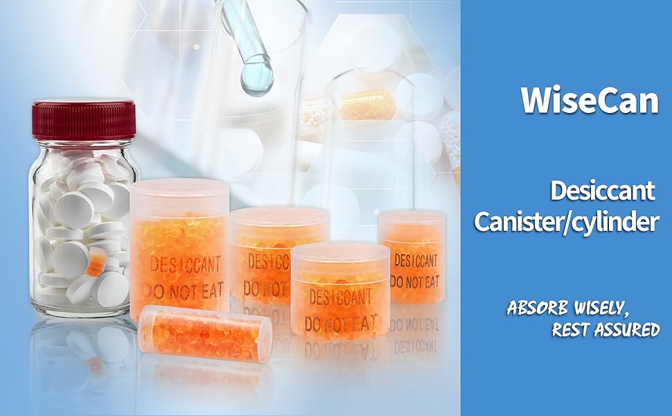 Wisesorb 2 Gram Food Safe Desiccant Canisters, Indicating [Orange to White] Silica Gel Capsules for Storage, Moisture Absorbers Canister
