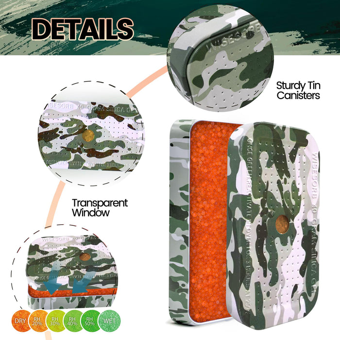 40 Gram X 150PCS Camouflage Pattern Reusable Silica Gel Packets(Orange to Green)