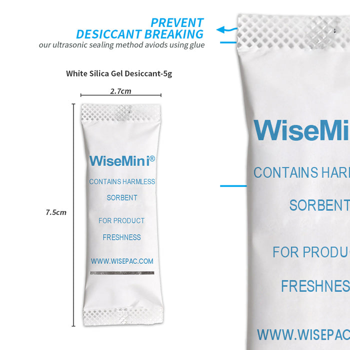 5g Silica Gel Desiccant Packs with Clear Back Window - Pharmaceutical Grade (2500/Case)