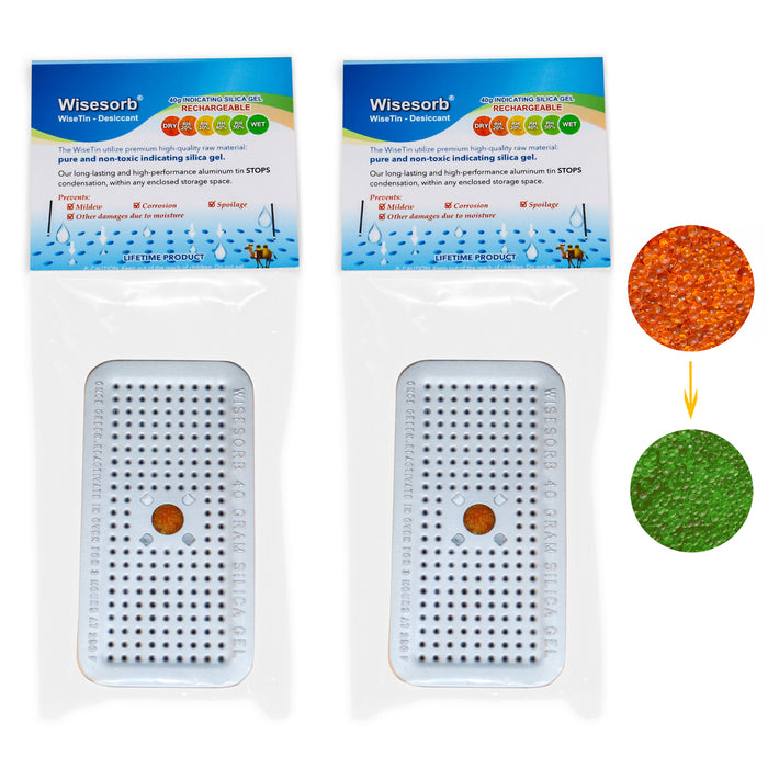 40 Gram Silica Gel Canister Reusable Desiccant Orange to Green