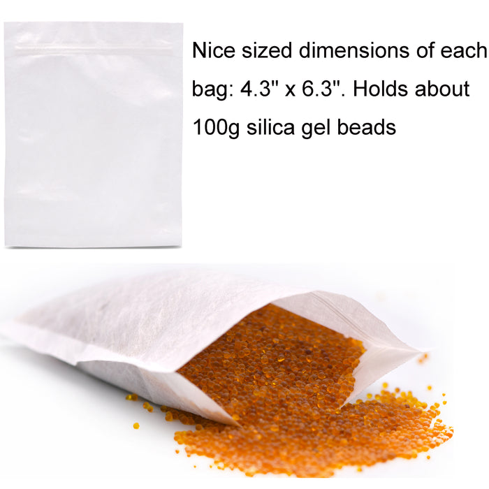 2LBS Indicating Silica Gel Beads (Orange to Green) with 5pcs Resealable Nonwoven Zip Bags