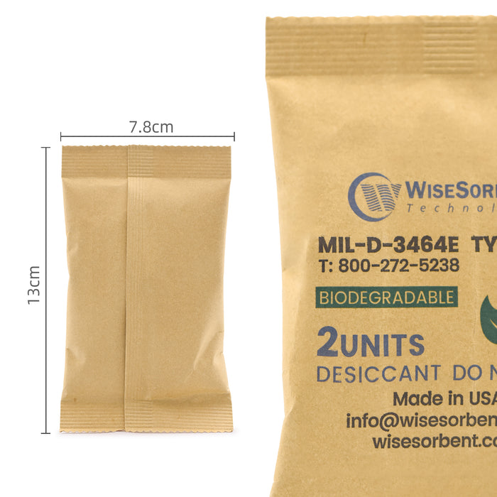 Kraft Bag Clay Desiccant Packs for Safe 66 Gram, 2U Conforms to MIL-D-3464E Type I & II Absorbents