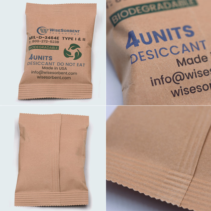 Kraft Bag Clay Desiccant Packs for Safe 132 Gram, 4U Conforms to MIL-D-3464E Type I & II Absorbents