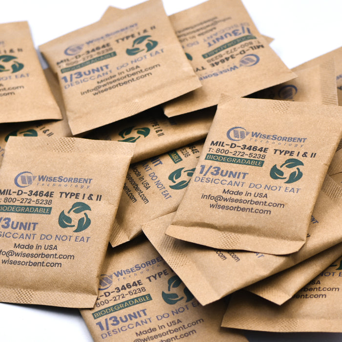 Kraft Bag Clay Desiccant Packs for Safe 11 Gram, 1/3U Conforms to MIL-D-3464E Type I & II Absorbents