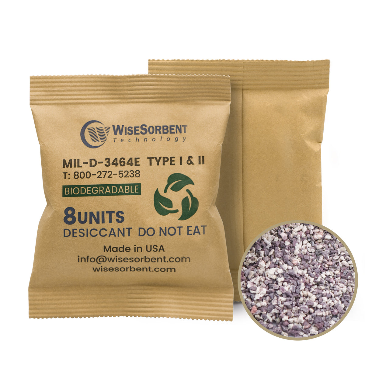 Kraft bag clay desiccants 8U — Wisesorbent Store